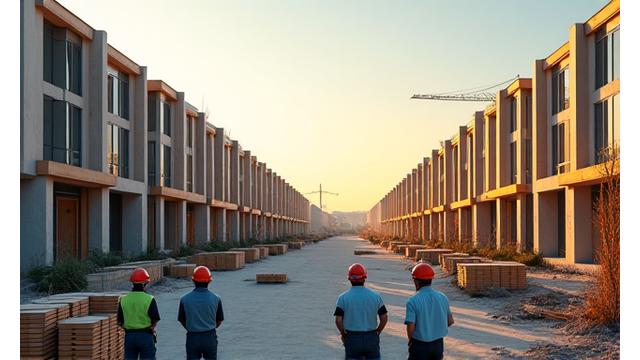 Construção de casas sendo auditada para eficiência