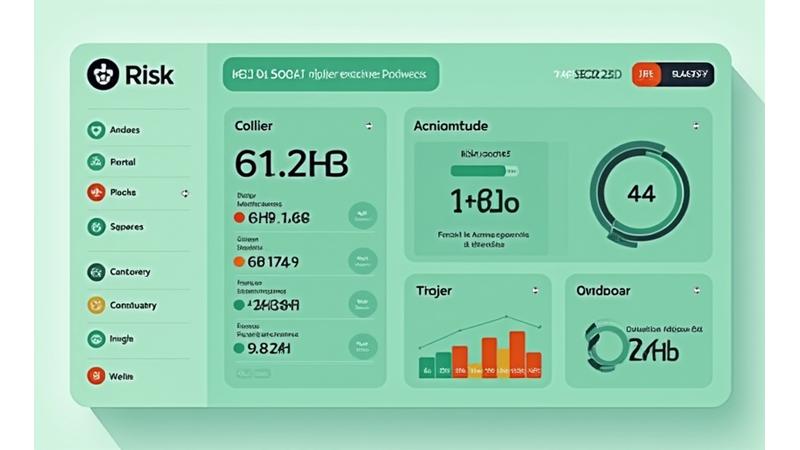 Interface de ferramenta de avaliação de riscos com gráficos e questionário visível