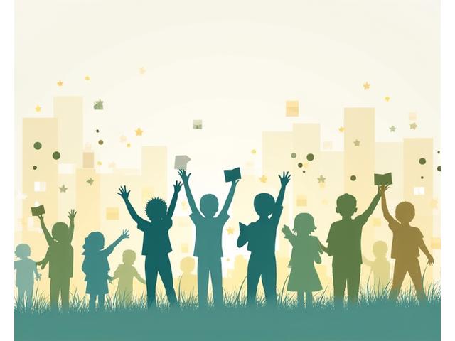 Capa de um relatório de impacto com tema educacional, mostrando crianças sorrindo e livros, em tons de verde e azul.