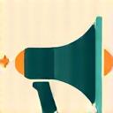 Ícone de megafone com ondas sonoras, simbolizando comunicação e marketing.