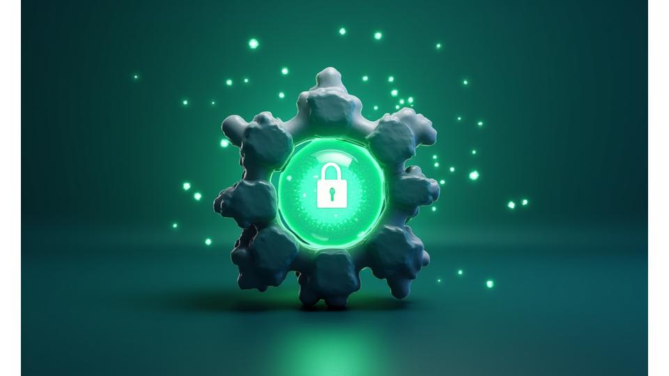 Representação abstrata de propriedade intelectual, com ícones de documentos, cadeado e símbolos de copyright em tons de verde e azul, transmitindo segurança e originalidade.